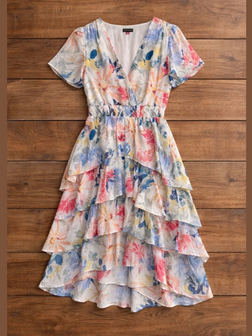 Vince Camuto Floral 4 Tiered Layered High-Low Asymmetric Dress